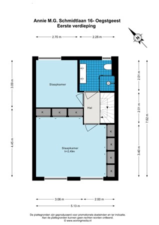 Floorplan - Annie M.G. Schmidtlaan 16, 2343 BH Oegstgeest